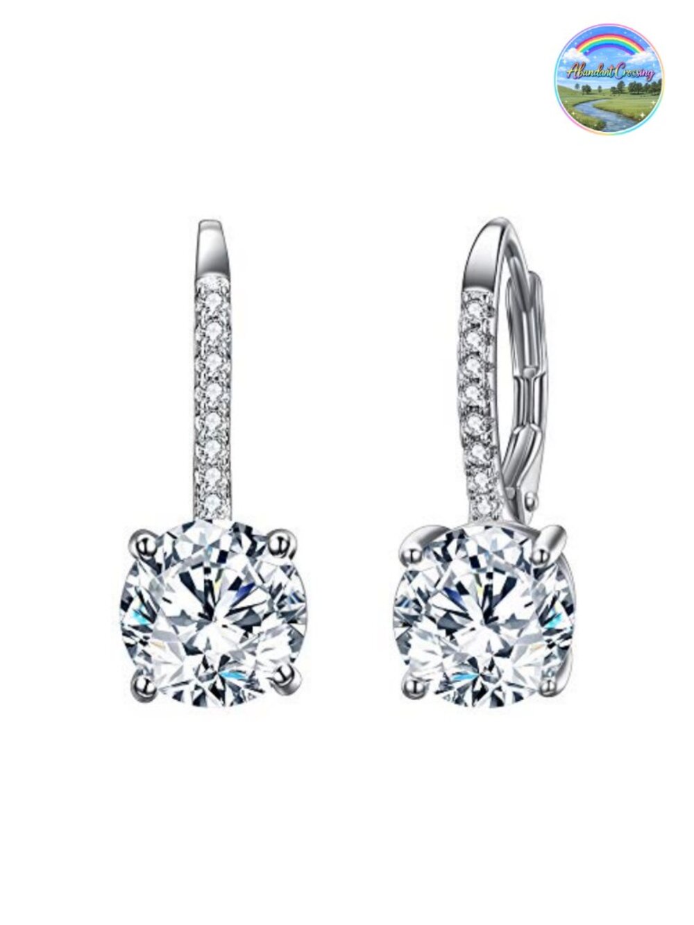 925 Sterling Silver CZ Leverback Dangle Drop Earrings Wedding Bridal